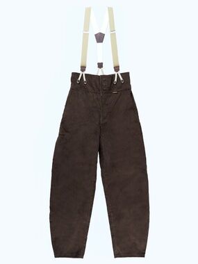LE LABOUREUR Corduroy French Farm Pant w/ Braces in Dark Walnut-UNISEX - 46/US36